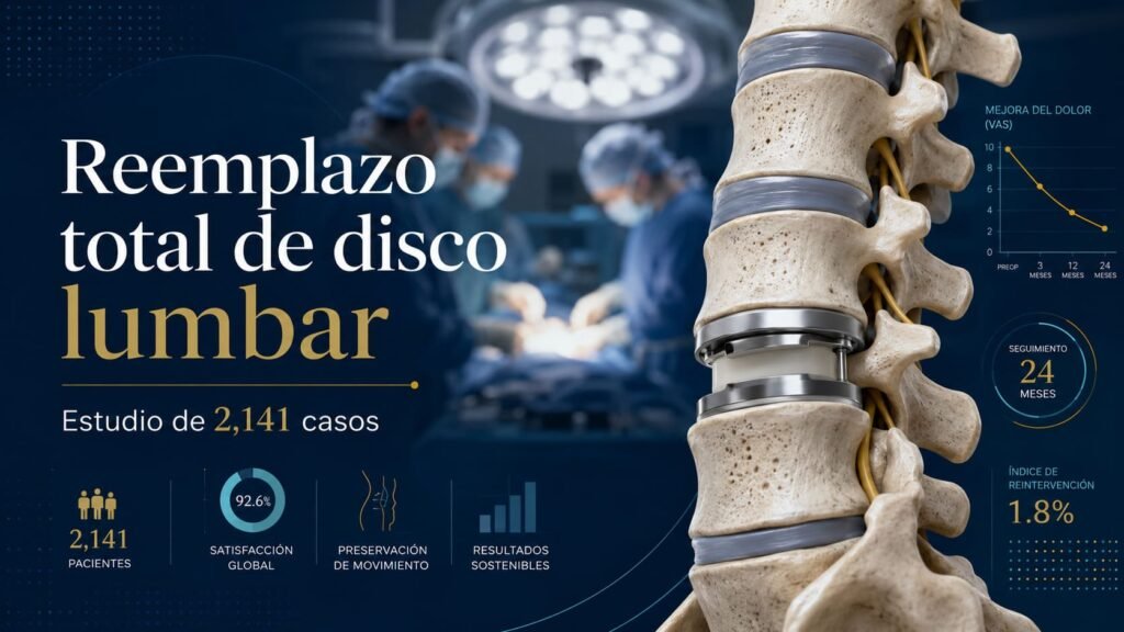 Reemplazo total de disco lumbar con prótesis y estudio de 2.141 casos